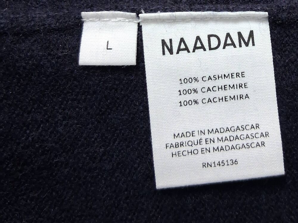 Naadam cashmere mens large sweater navy blue crewneck 100% cashmere - Picture 8 of 9